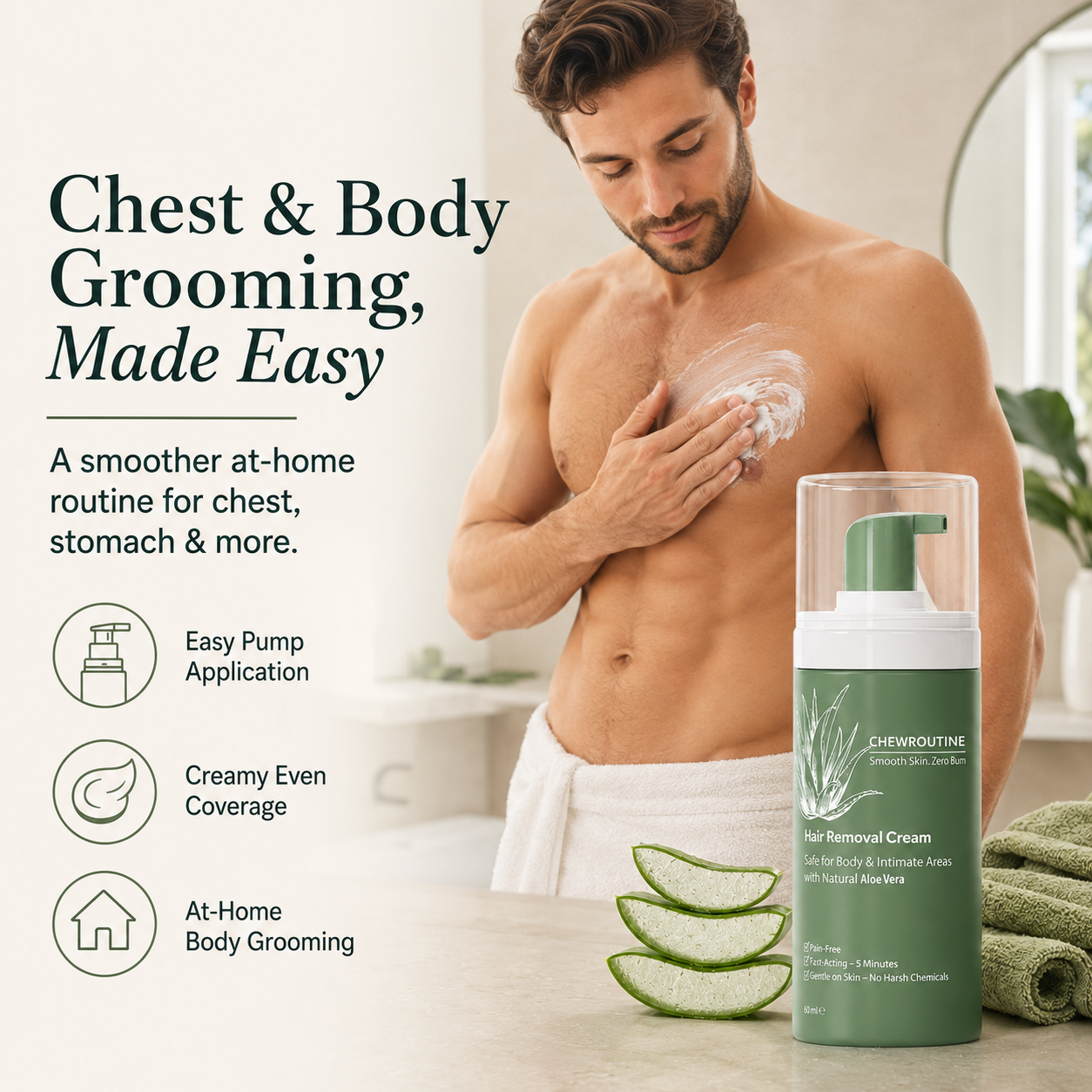 Natural Gentle Hair Removal Cream | For Women & Men, Sensitive Skin