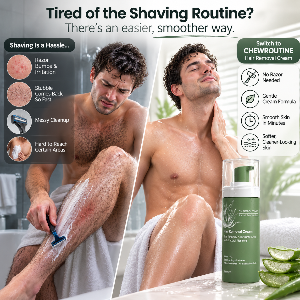Natural Gentle Hair Removal Cream | For Women & Men, Sensitive Skin