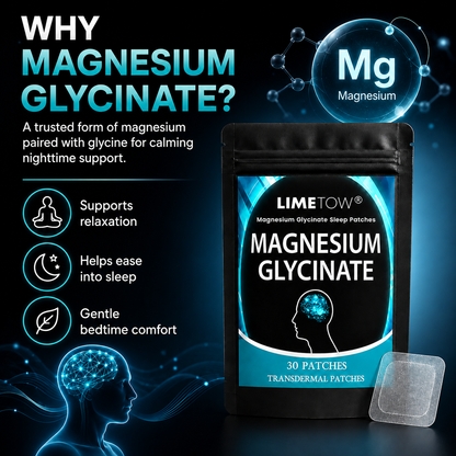 LIMETOW® MAGNESIUM GLYCINATE SLEEP PATCHES! CALMING NIGHTTIME SUPPORT FOR EASIER REST AND REFRESHING MORNINGS!
