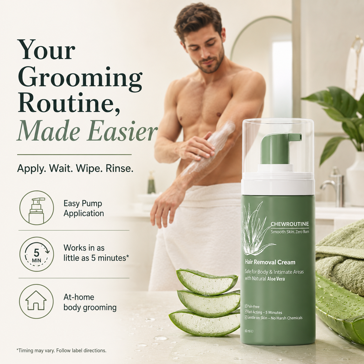 Natural Gentle Hair Removal Cream | For Women & Men, Sensitive Skin