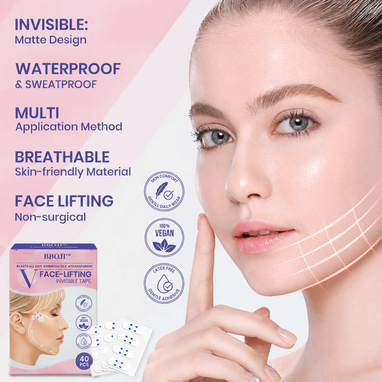 ✨ Invisible Face Lift Tape 💖 Instantly Sculpt Your Jawline & Hide Double Chin