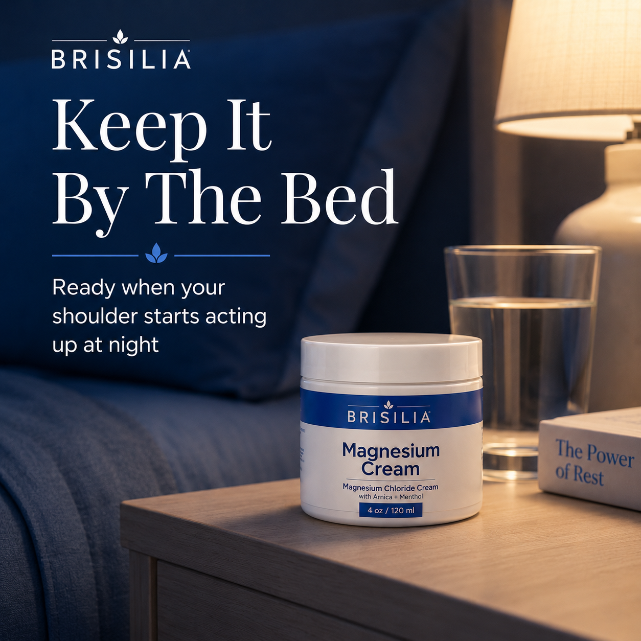 A topical Magnesium Chloride cream for women tired of frozen shoulder pain, stiffness, and 3 AM wake-ups.