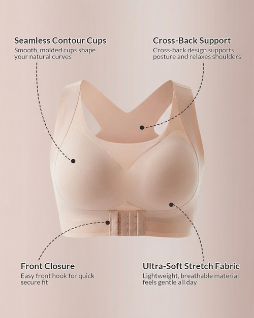 🔥Limited Time Promotion 50% OFF🔥 Front Closure Cross-Back Wireless Posture Bra
