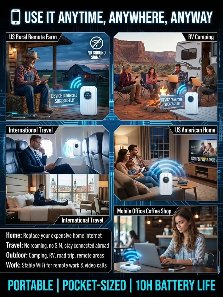 [Global Coverage, Free for Life] Boundless Portable Wi-Fi- 🛡️ No SIM, No Contract, No Hidden Costs