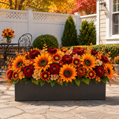 UV Resistant & Maintenance-Free Artificial Flowers - Autumn Peony Hydrangea Sunflower Bouquet