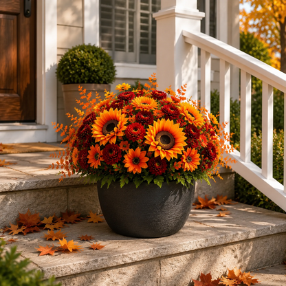 UV Resistant & Maintenance-Free Artificial Flowers - Autumn Peony Hydrangea Sunflower Bouquet