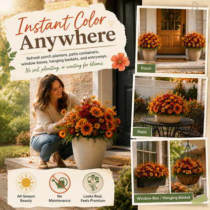 UV Resistant & Maintenance-Free Artificial Flowers - Autumn Peony Hydrangea Sunflower Bouquet