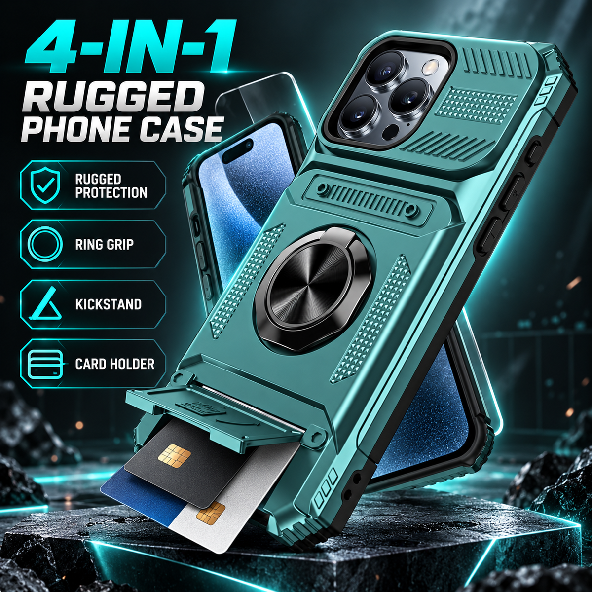 🛡️Heavy Duty Magnetic Armor Phone Case- Hidden Kickstand & Built-In Wallet